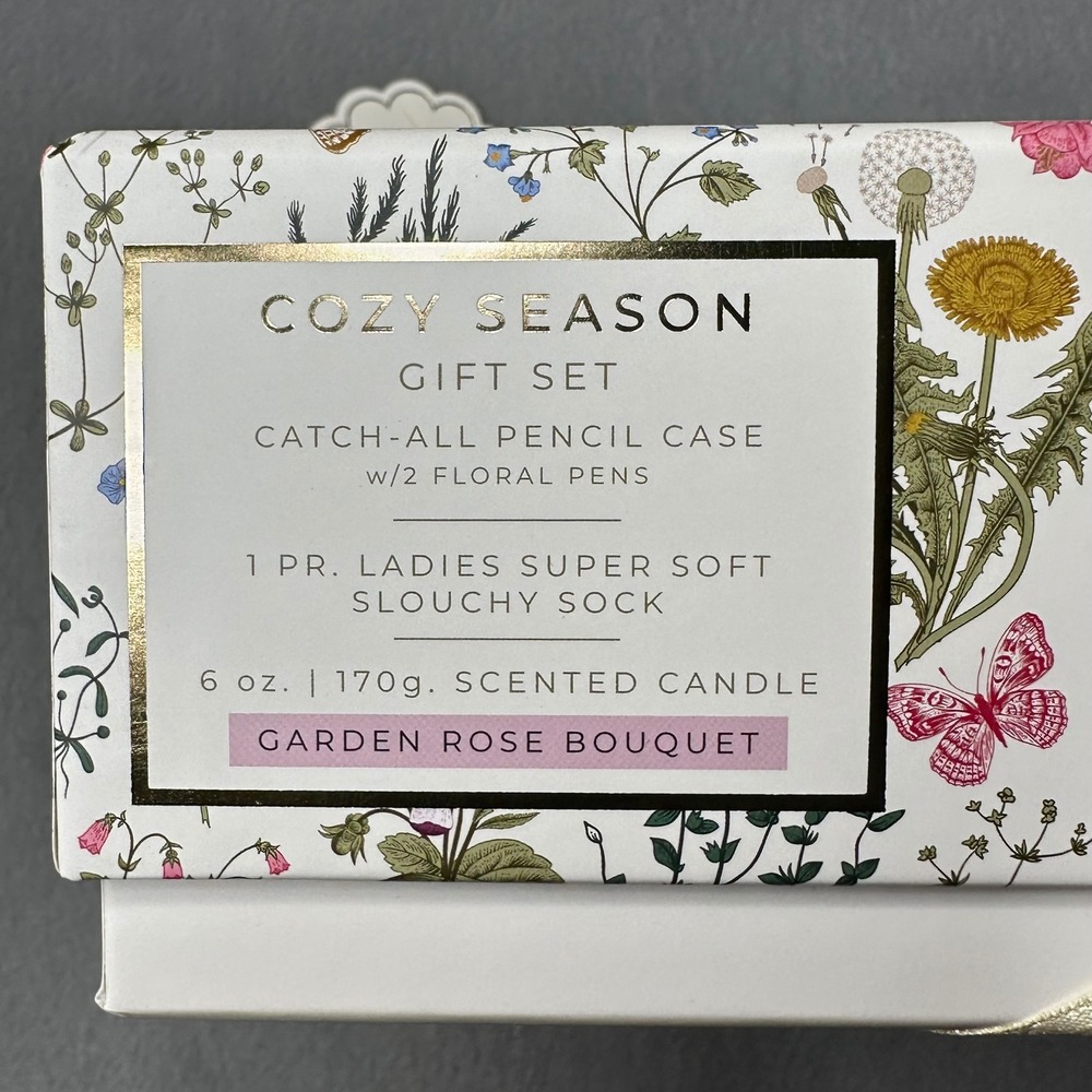 Joyward Cozy Season Gift Set Women OS Floral Pencil Case Pens Candle Socks 5pc - Picture 6 of 7